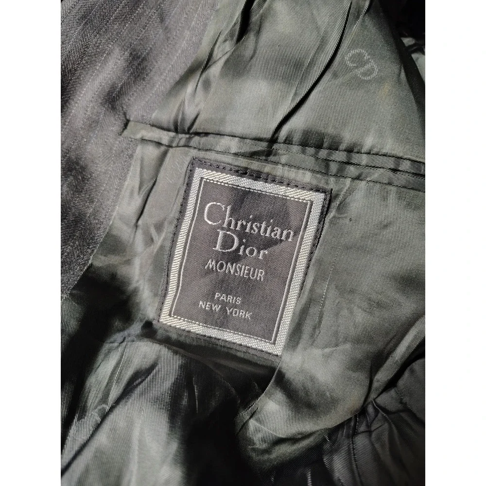 Christian Dior Monsieur Gray Pinstripe Blazer Vintage Tailored USA Suit Coat
